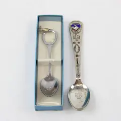Lot of 2 Texas Souvenir Spoons Lone Star Enamel Boot Charm Collectible