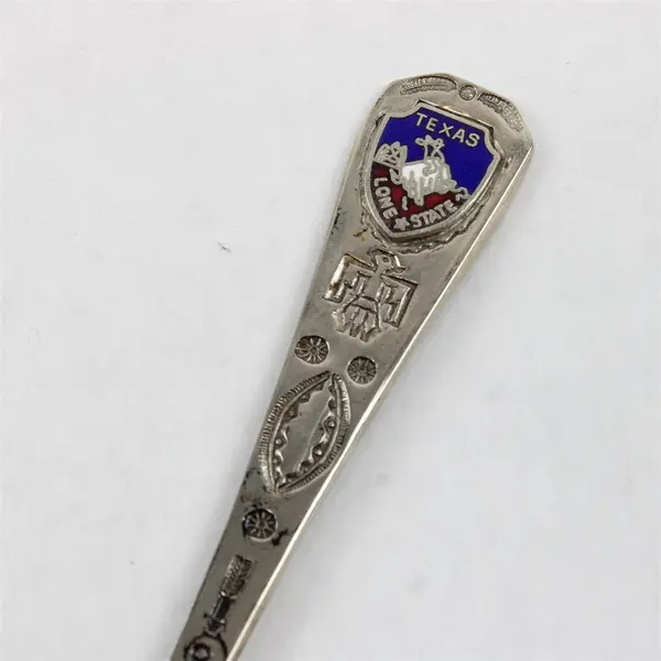 Lot of 2 Texas Souvenir Spoons Lone Star Enamel Boot Charm Collectible