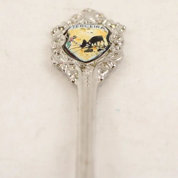 Lot of 2 Portugal Souvenir Spoons Terceira & Acores Enamel 4in Collectible