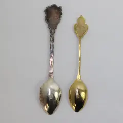 Lot of Vintage Victoria BC Souvenir Spoons Gold-Tone Maple Leaf Rose