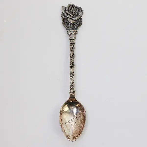Lot of Vintage Victoria BC Souvenir Spoons Gold-Tone Maple Leaf Rose