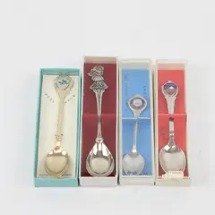 Lot of 4 Oregon Souvenir Enamel Spoons Mt. Hood Newport Gresham State Seal