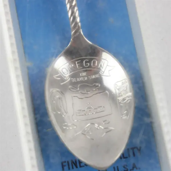 Lot of 4 Oregon Souvenir Enamel Spoons Mt. Hood Newport Gresham State Seal