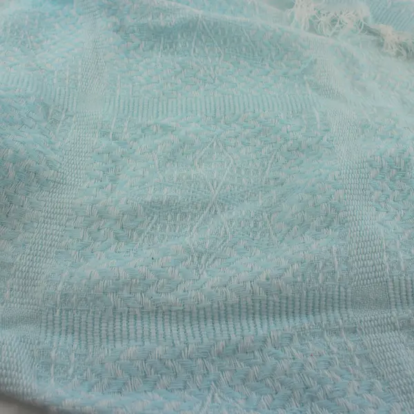Vintage Babycrest Baby Blue Fringed Acrylic Knit Baby Blanket 34" x 37"
