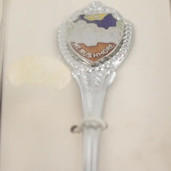 Lot of 2 South Dakota Mt. Rushmore & Pheasant Chrome Souvenir Spoons
