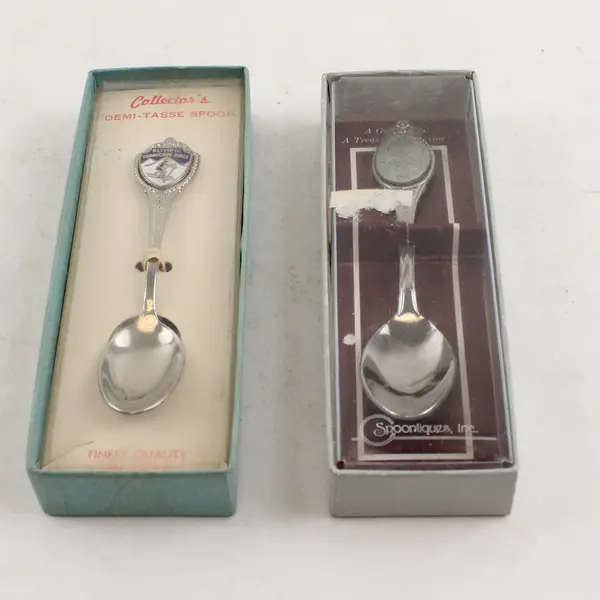 Lot of 2 Washington Souvenir Spoons Leavenworth & Hurricane Ridge Enamel
