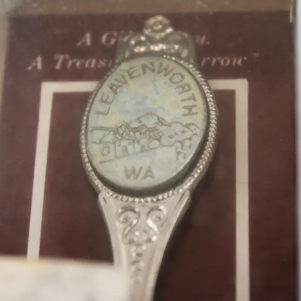 Lot of 2 Washington Souvenir Spoons Leavenworth & Hurricane Ridge Enamel