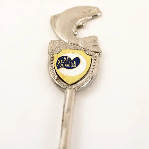 Lot of 2 Seattle Souvenir Spoons Space Needle & Salmon Seattle Aquarium