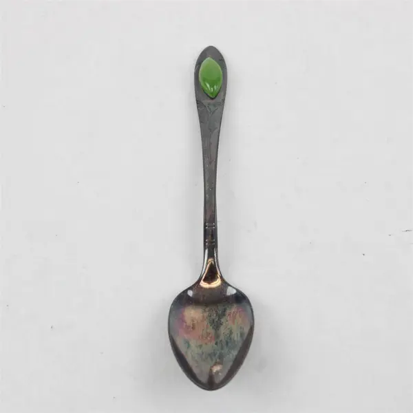 Vintage Community Silver-Plated Teaspoon Green on Handle - Collectible