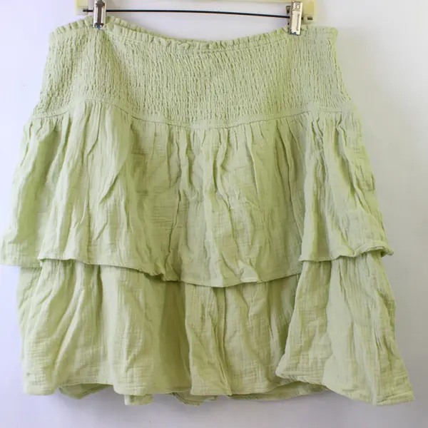 Heatherly Pale Green Smocked Ruffled Knee-Length Skirt Women's Size 2X
