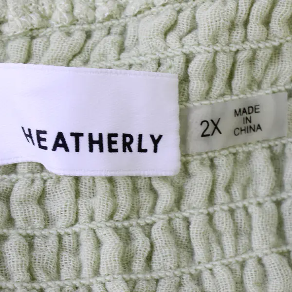 Heatherly Pale Green Smocked Ruffled Knee-Length Skirt Women's Size 2X
