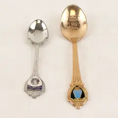 Lot of 2 Washington Souvenir Spoons Seattle King Tut Enamel 4in