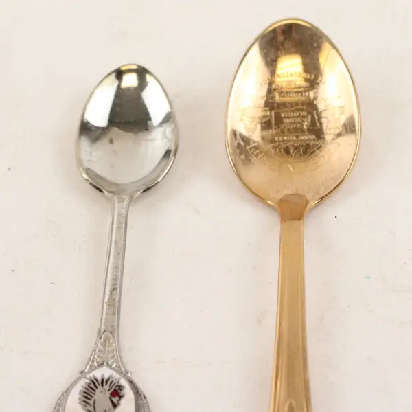 Lot of 2 Washington Souvenir Spoons Seattle King Tut Enamel 4in