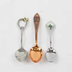 Lot of 3 Arizona Souvenir Spoons Roadrunner Cactus Scenic Used
