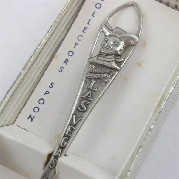 Lot of 2 Vintage Nevada Souvenir Spoons Reno Las Vegas Howdy Podner