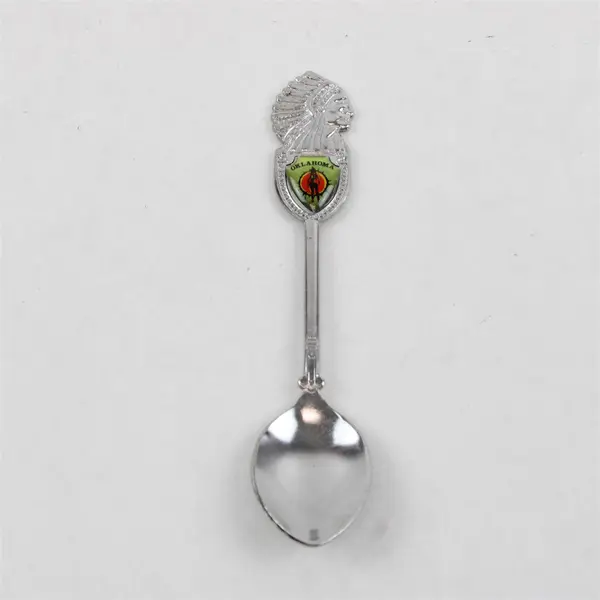 Vintage Oklahoma Souvenir Spoon Indian Chief Figural Handle 5" Collectible