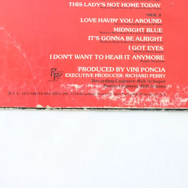 Melissa Manchester – Melissa - 12" Vinyl Record