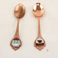 Lot of 2 Vintage Montana Souvenir Enamel Spoons Butte & Big Sky Country