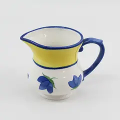 Inspirado Stonelite Creamer Yellow White Blue with Blue Flowers