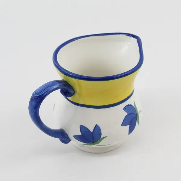 Inspirado Stonelite Creamer Yellow White Blue with Blue Flowers