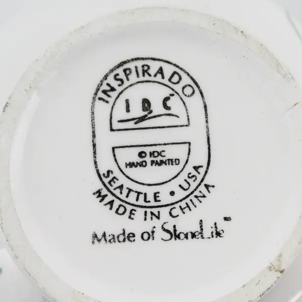 Inspirado Stonelite Creamer Yellow White Blue with Blue Flowers