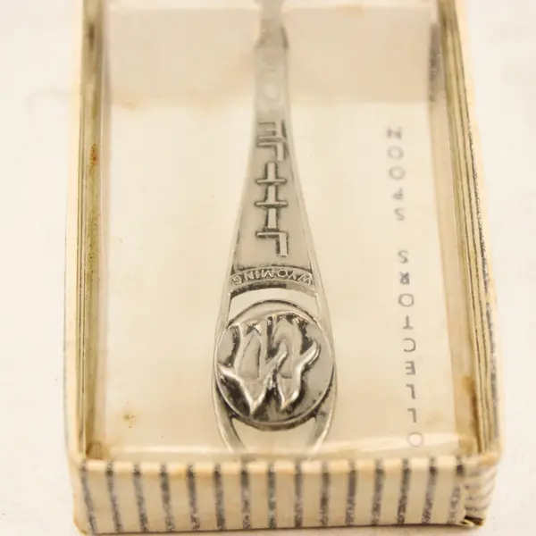 Lot of 2 Wyoming Souvenir Spoons Bucking Bronc & Penguins Little America