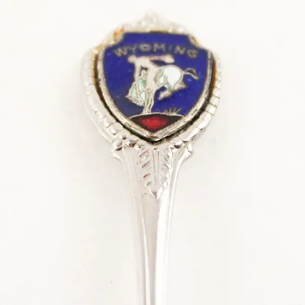 Lot of 2 Wyoming Souvenir Spoons Bucking Bronc & Penguins Little America