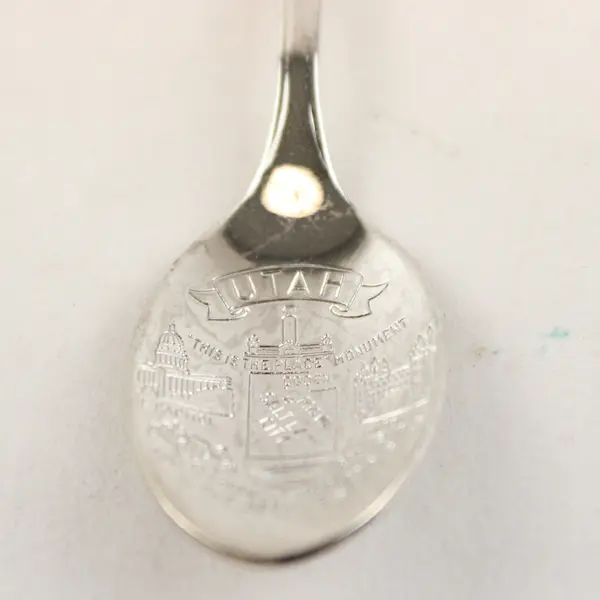 Lot of 2 Utah Souvenir Spoons Industry 1850 Collectible 4in