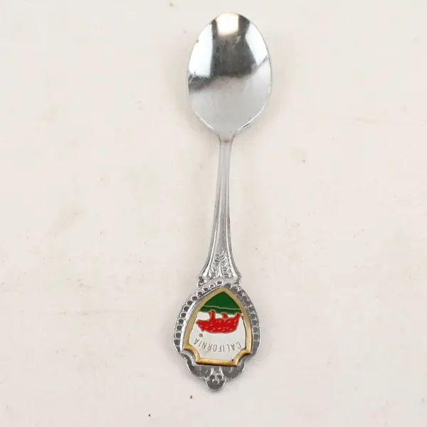 Vintage California Souvenir Spoon with Enamel Bear Handle - 3in