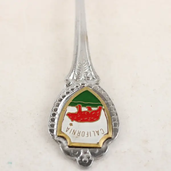 Vintage California Souvenir Spoon with Enamel Bear Handle - 3in