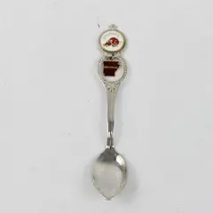 Vintage Arkansas Razorback Souvenir Spoon White Enamel State Charm