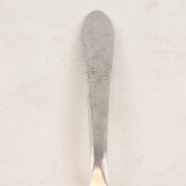 HB Co Solid Stainless Teaspoon Marked "Heather" on Back 4.5in