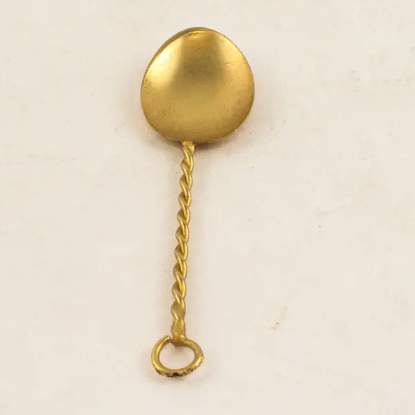 Sterling Silver .925 Demitasse Spoon Gold-Wash Bowl Twisted Handle