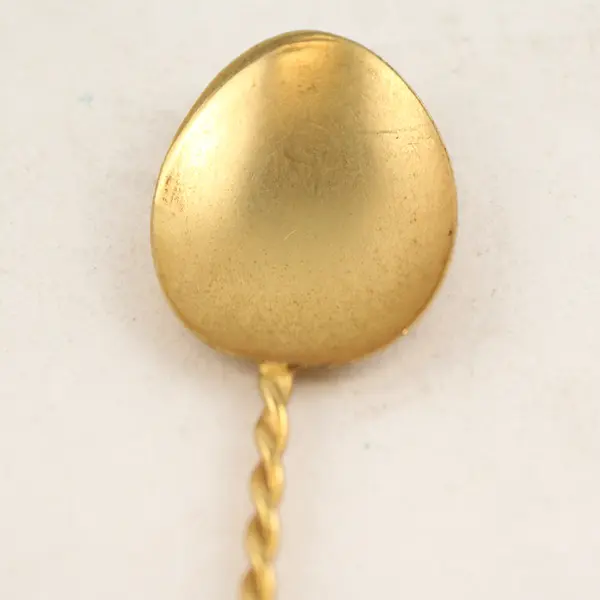 Sterling Silver .925 Demitasse Spoon Gold-Wash Bowl Twisted Handle