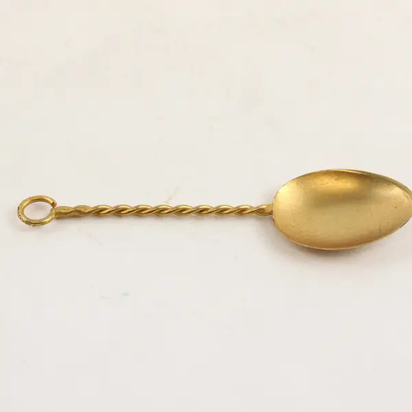 Sterling Silver .925 Demitasse Spoon Gold-Wash Bowl Twisted Handle
