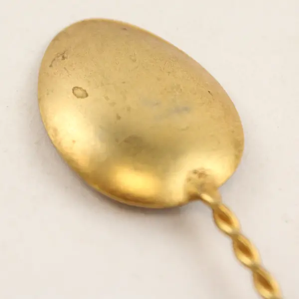 Sterling Silver .925 Demitasse Spoon Gold-Wash Bowl Twisted Handle