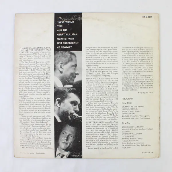 The Teddy Wilson Trio & Gerry Mulligan Quartet At Newport 12" Vinyl Record