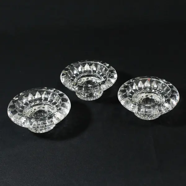 Set of 3 Vintage KIG Pressed Glass 3-in-1 Candle Holders