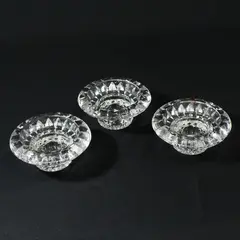 Set of 3 Vintage KIG Pressed Glass 3-in-1 Candle Holders