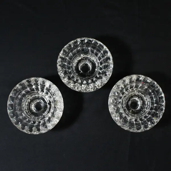 Set of 3 Vintage KIG Pressed Glass 3-in-1 Candle Holders