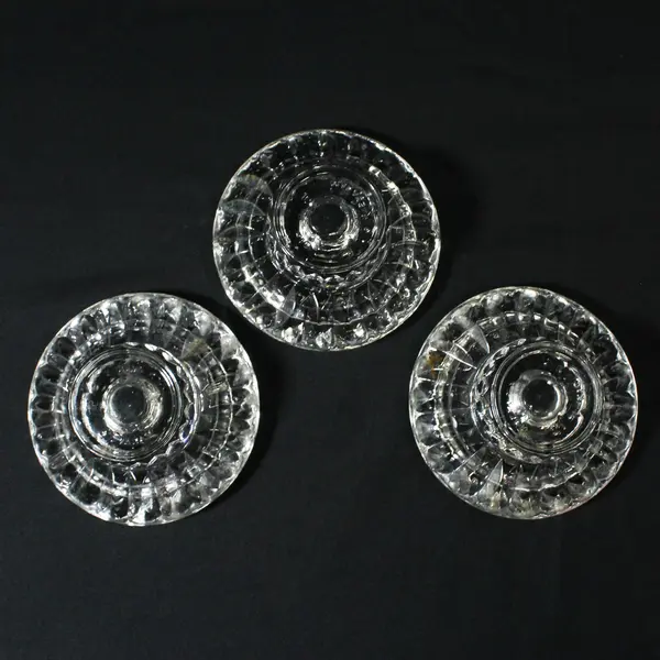Set of 3 Vintage KIG Pressed Glass 3-in-1 Candle Holders