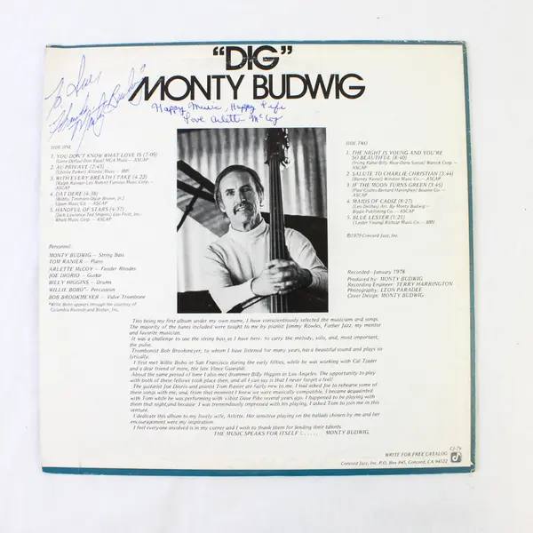 Monty Budwig: Dig 12" Vinyl Record 1979