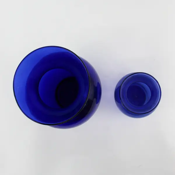 Lot of 2 Cobalt Blue Glass Flower Vases 5.5" and 9"