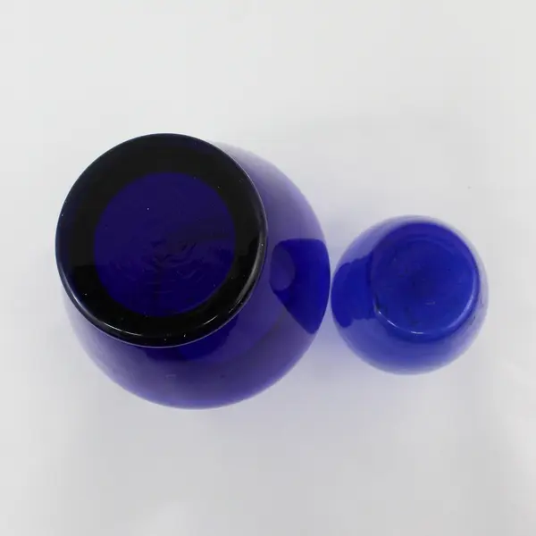 Lot of 2 Cobalt Blue Glass Flower Vases 5.5" and 9"