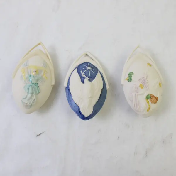Lot of 7 Ceramic Paint-Yourself Ornaments Nativity & Girls