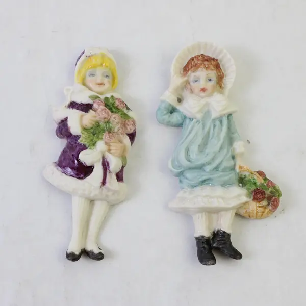 Lot of 7 Ceramic Paint-Yourself Ornaments Nativity & Girls
