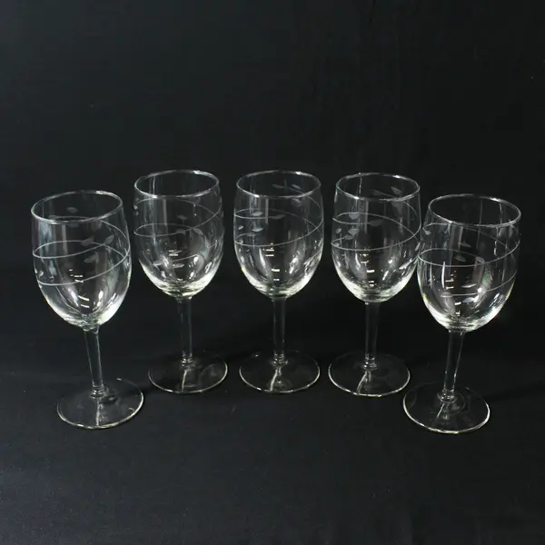 Set of 5 Vintage Libbey Interlude Water Goblets 7"