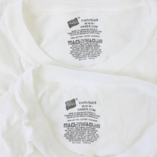 Lot of 2 Hanes Comfort Soft White Crew-Neck Short-Sleeved T-Shirt Men's Medium