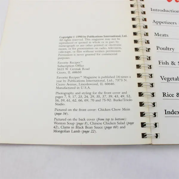 1990 Favorite Recipes: Chinese Cooking - Cook Book