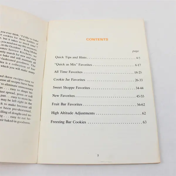 Occident King Midas 120 Bar Cookie Recipes Cookbook Pamphlet Booklet 1978